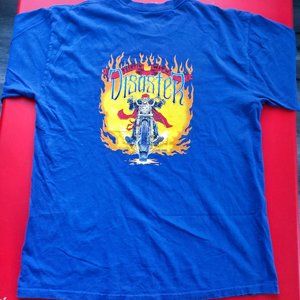 Moto graphic design T-shirt blue men's size L